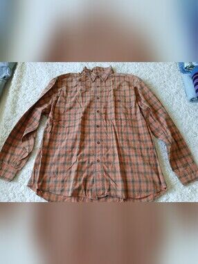 Woolrich Button-Up Shirt Mens Extra Large XL Plaid Orange